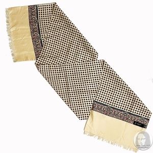 Lanvin Paris Silk Scarf Stole Shawl Paisley Floral Print Fringe Hem Vintage 90s